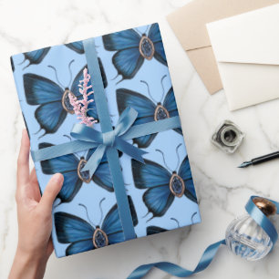 September Födelsedag Blå Fjäril Design Royal  Presentpapper