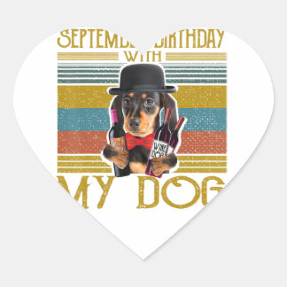 September födelsedag med min Dachshund Hund 2020 Hjärtformat Klistermärke