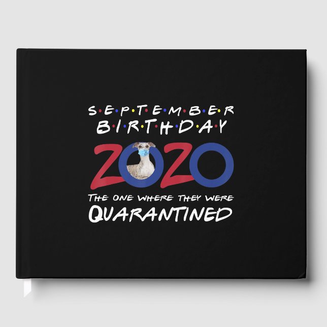 September-födelsedagen i karantän med whibo-Hund Gästböcker (Framsida)