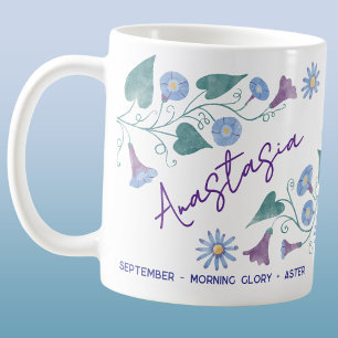 September Födelsedagsblomma Anpassat Namn Änglatru Kaffemugg