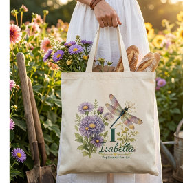 September Födelsedagsblomma Aster & Trollslända Tygkasse