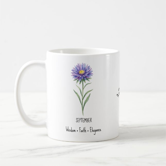 September Födelsedagsblomma Mugg – Aster (Vänster)