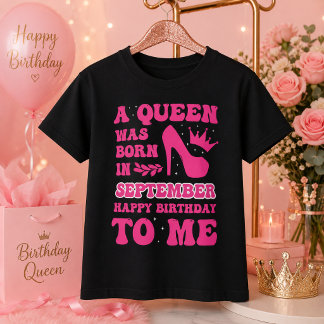 September Födelsedagsflicka Rosa Prinsessa Drottni T Shirt