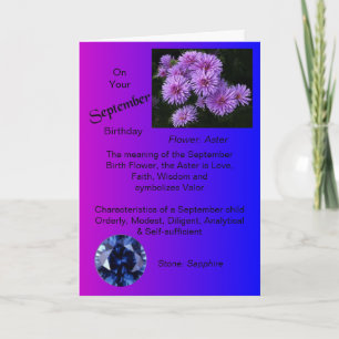 September-födelsedagskort - Aster och Sapphire Kort