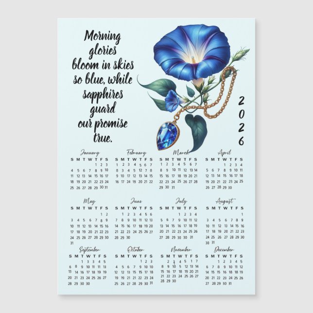 September Födelsemblomma & Sten Kalender (Framsida)