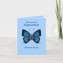 September Födelsestenen Fjäril - Påfågel Royal Kort