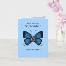 September Födelsestenen Fjäril - Påfågel Royal Kort