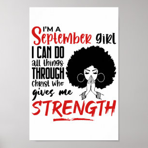 September Girl Christian Women Pray Birthday Poster