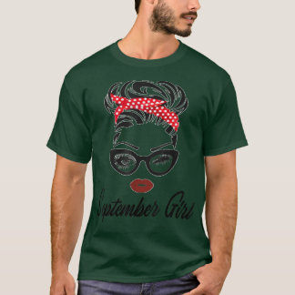 September Girl Wink Öga Woman Ansikte Born på höst T Shirt