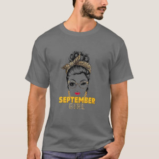 September Girl Woman Ansikte Wink Öga Dam Ansikte  T Shirt