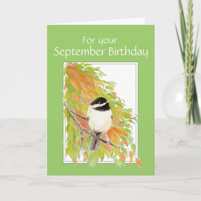 September, höst, fågelkort i Chickadee Kort (Framsida)