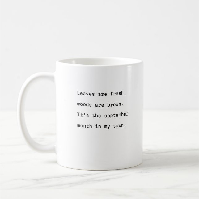 September kaffe mugg typografi poetiskt löv (Vänster)