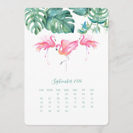 September-kalenderkort, Rosa Flamingo Meny