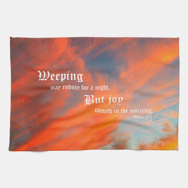 September moln med Psalm 30:5 Kökshandduk (Horisontell)