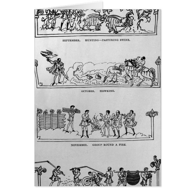 September, Oktober, November och December Hälsningskort (Framsidan)