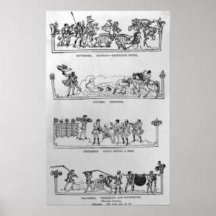 september, oktober, november och december poster