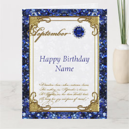 September Sapphire Birthstone Birthday 8.5 X 11 Kort