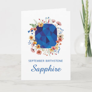 September Sapphire Birthstone Birthday Wildblommor Kort
