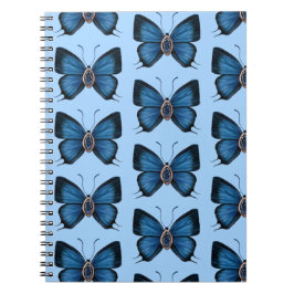 September Sapphire Blue Butterfly Mönster Design Anteckningsbok