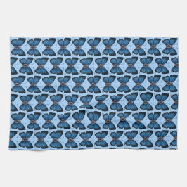 September Sapphire Blue Butterfly Mönster Design Kökshandduk