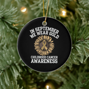 September Vi Bär Guld Medvetenhet Om Barncancer Julgransprydnad Keramik