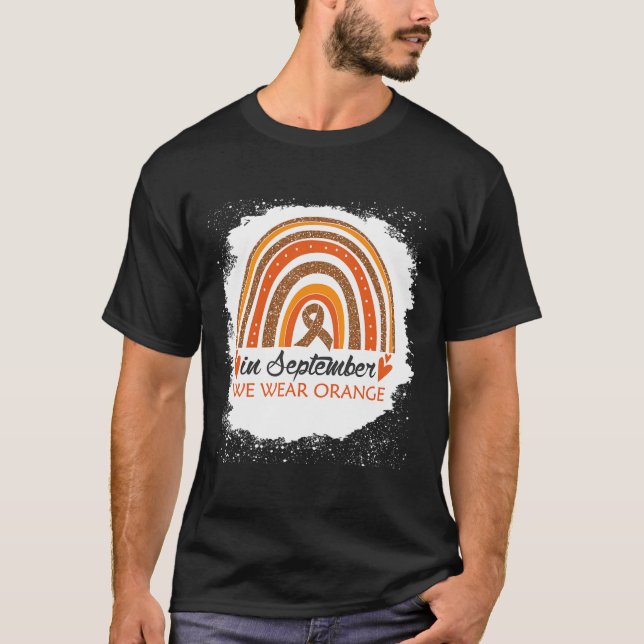 September Vi Bära Orange Bleached Rainbow Leukemi T Shirt (Framsida)