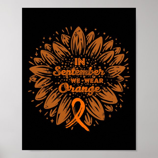 September Vi Bära Orange Ribbon Leukemia Awareness Poster (Framsidan)