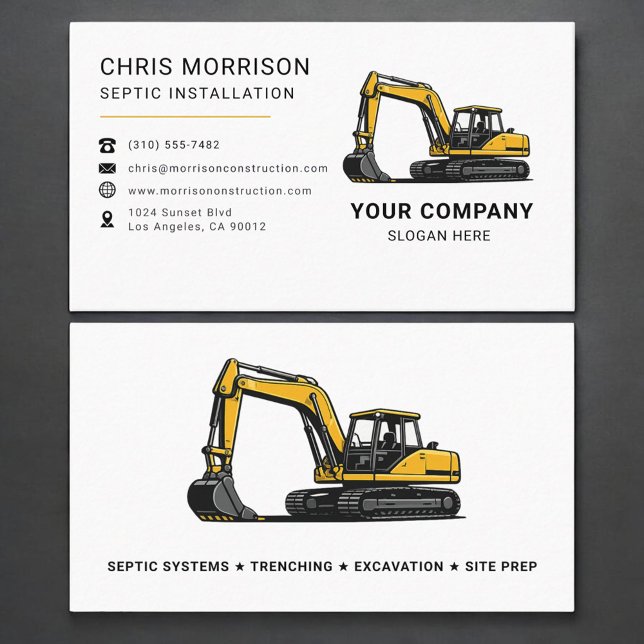 Septic Installation Excavation Excavator Visitkort (Skapare uppladdad)
