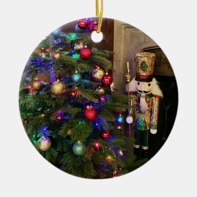 Sequed Nutcracker Soldier och Julgran Julgransprydnad Keramik (Framsidan)