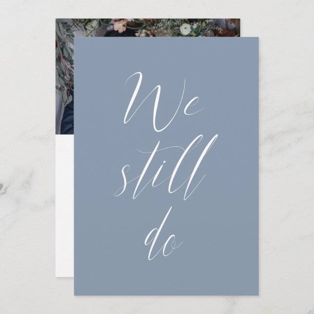 Sequel Bröllop Dusty Blue Vi foto Inbjudningar (Fram/baksida)