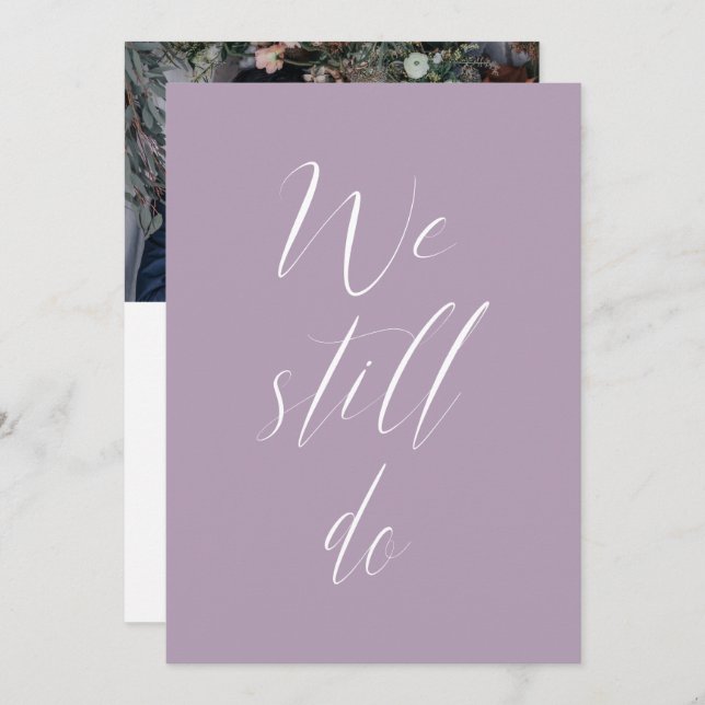 Sequel Bröllop Lila Lilac Vi gör fortfarande foto Inbjudningar (Fram/baksida)