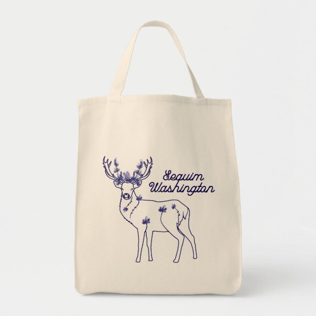 Sequim Lavender Elk Toteväska Tygkasse (Framsidan)