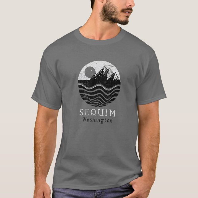 Sequim Vintage Mountains Hiking Camping Washington T Shirt (Framsida)