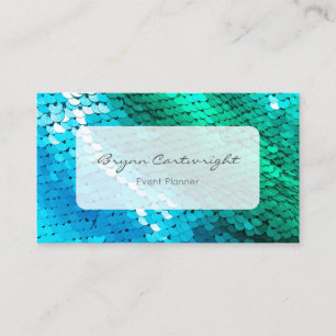Sequin Affärskort Blue Grönt Sjöjungfru Visitkort