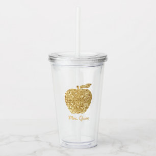 Sequin Apple för Faux för personliglärare guld- Take Away Mugg