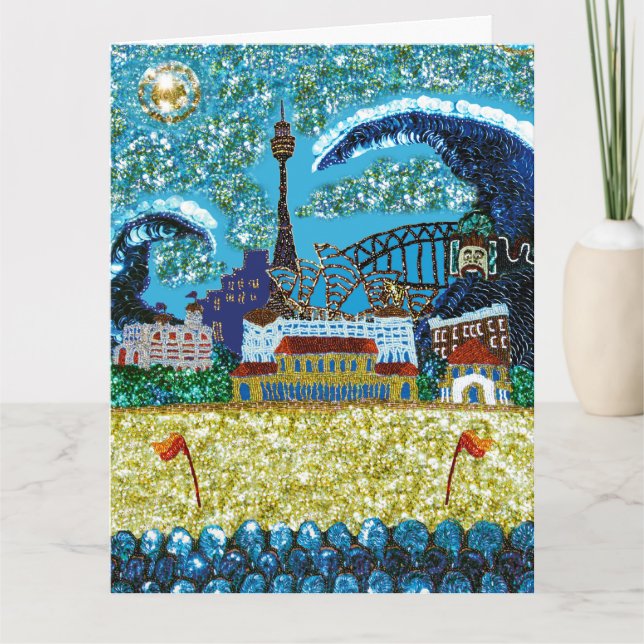 Sequin Art Birthday Card | Bondi Beach, Australien Kort (Framsida)