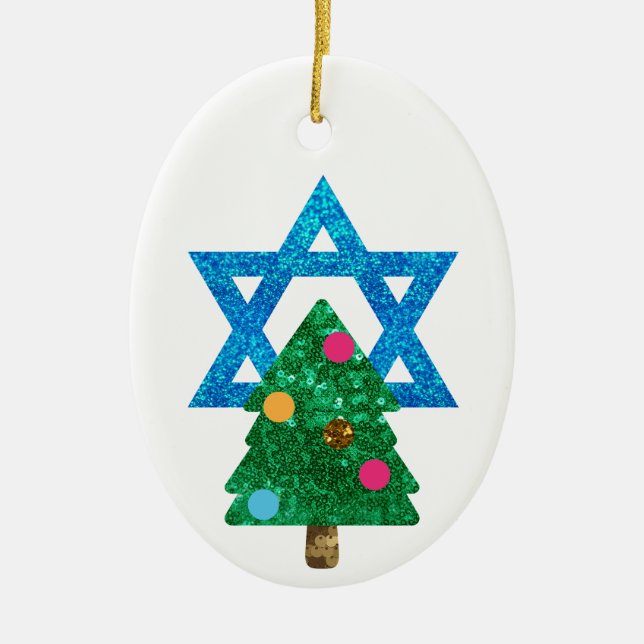 sequin christmukkah hanukkah ceramic ornament (Framsidan)