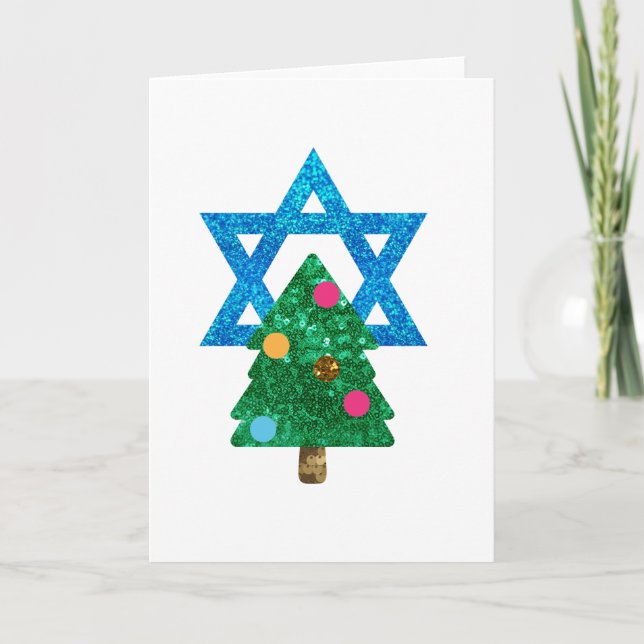 sequin christmukkah hanukkah helgkort (Framsida)