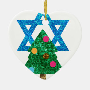 sequin christmukkah hanukkah julgransprydnad keramik