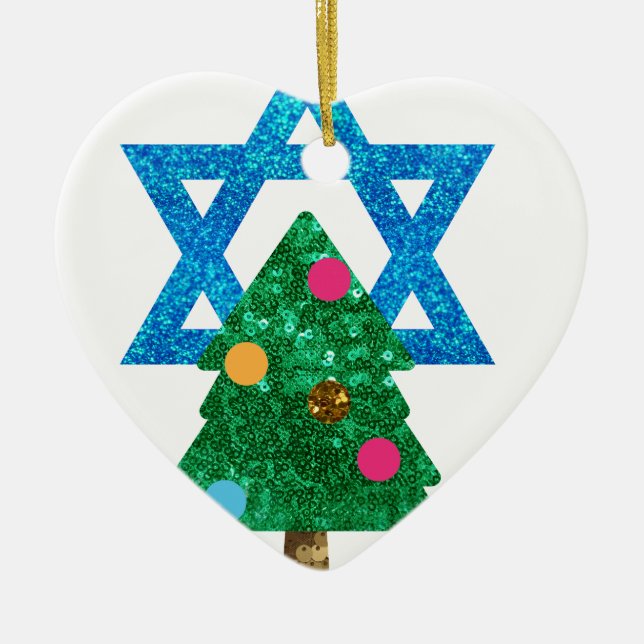 sequin christmukkah hanukkah julgransprydnad keramik (Framsidan)