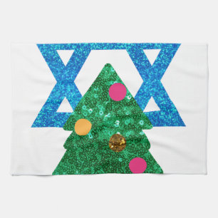 sequin christmukkah hanukkah kökshandduk