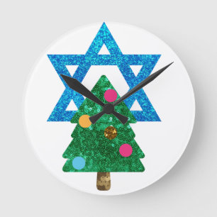 sequin christmukkah hanukkah rund klocka