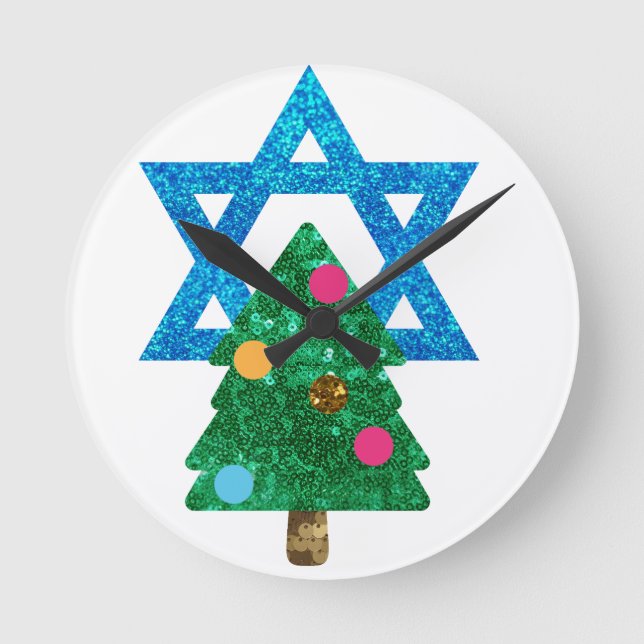 sequin christmukkah hanukkah rund klocka (Framsida)