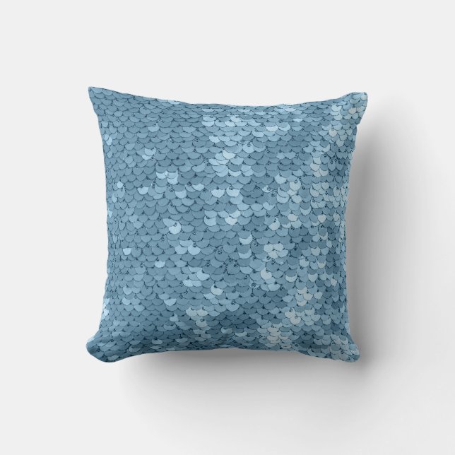 Sequin Fabric: Himlar Blue Shimmer. Kudde (Framsida)