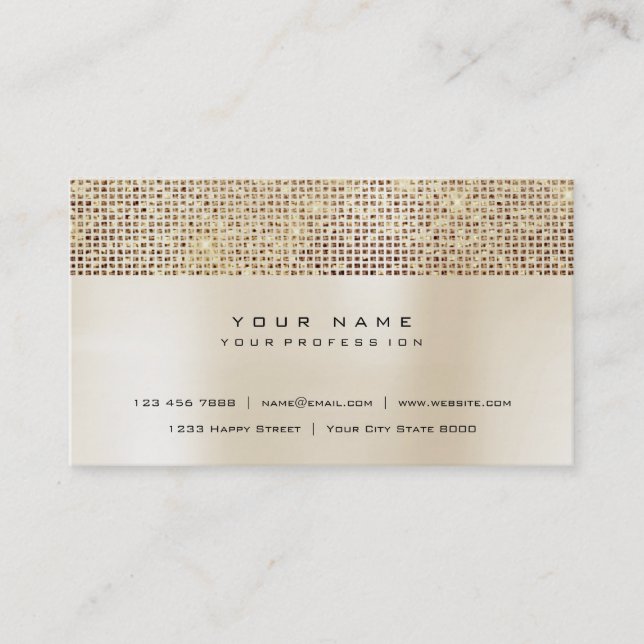 Sequin för elfenbenspensel Rosa Guld Glitter Visitkort (Framsida)