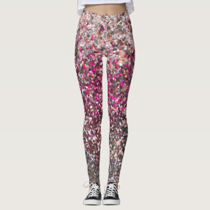 Sequin Glam Rosa Silver Glitter Leggings