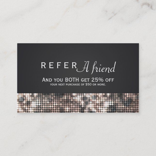 Sequin Gnistra Glamor refererar till ett FRIEND-kl Rabattkort (Framsida)