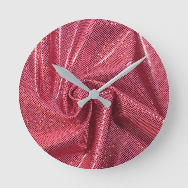 Sequin gnistra glitter korall rosa rund klocka (Framsida)