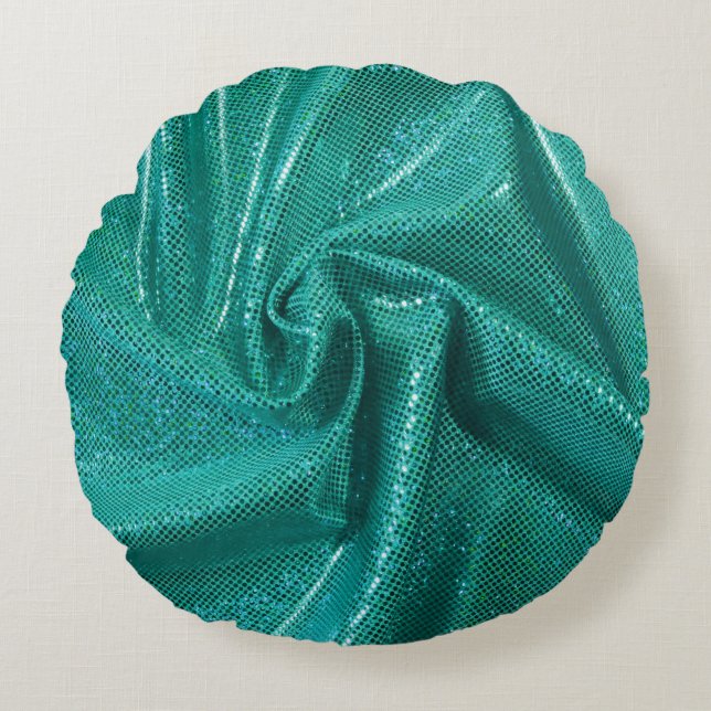 Sequin gnistra glitter teal rund kudde (Framsidan)