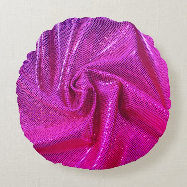 Sequin gnistra glitter tittar rosa fuschia rund kudde (Framsidan)